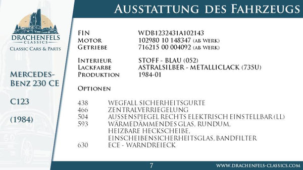 Mercedes-Benz 230 CE (W123) Handschalter (1984).